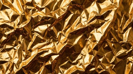 Crumpled gold foil texture background for design projects  