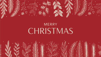 Elegant Christmas Greeting with Botanical Illustrations