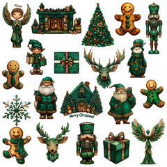 Zestaw 20 świątecznych ilustracji png na transparentnym tle.