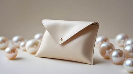 a clutch lying on embedded pearls 