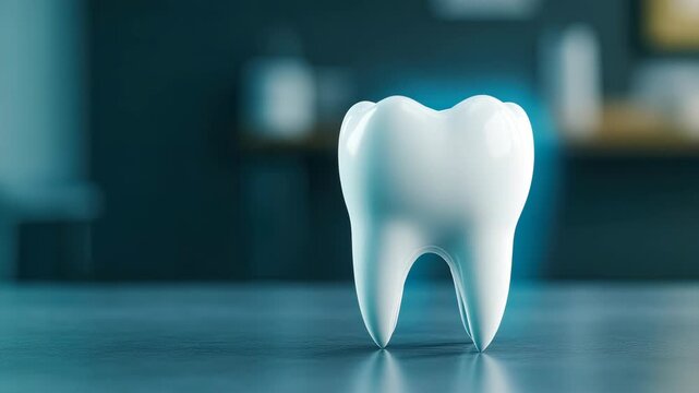 Focus on a white dental model representing healthy teeth, emphasizing the significance of oral care practices in a clinical setting