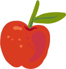 Pomme Illustration vectorielle colorée d'un fruit  ou d'un légume.. Parfait pour jus, smoothies, cocktails, emballage de produits estivaux ou recettes de cuisine.. Pomme Rouge Fraîche Icône