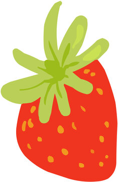 La fraise Illustration vectorielle color&eacute;e d'un fruit  ou d'un l&eacute;gume.. Parfait pour jus, smoothies, cocktails, emballage de produits estivaux ou recettes de cuisine.. Fraise Rouge Stylis&eacute;e Baie