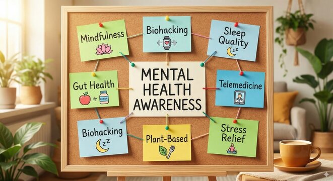 Mental health awareness concept with mindfulness and stress relief