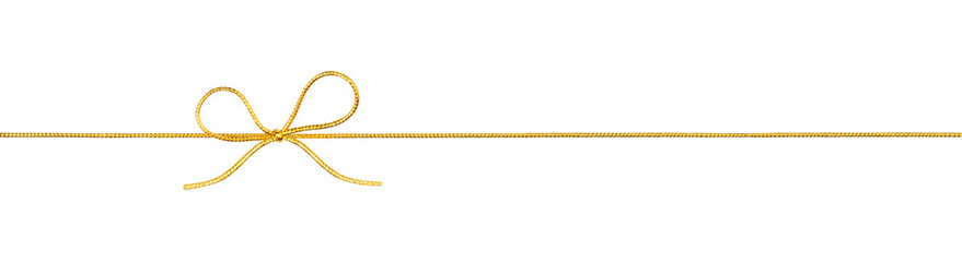 Fototapeta premium Golden Rope String with Knotted Bow Isolated on White and Png Transparent Background