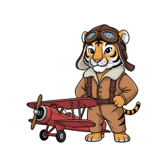 Tiger pilot with red airplane
