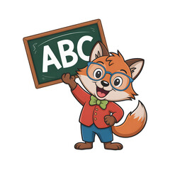 Fox holding abc chalkboard art