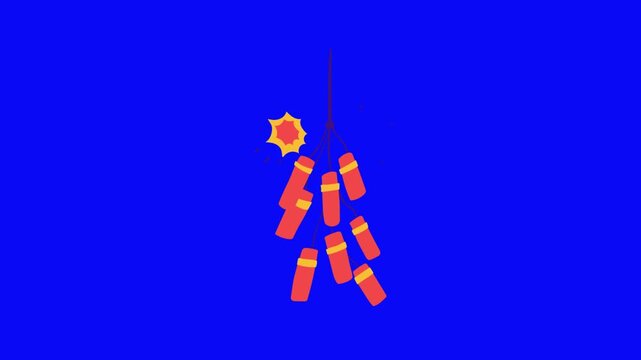 Watch the Vibrant Celebration Unfold with Exploding Firecrackers, A Dynamic Animated Sequence Perfect for Festive Greetings and Energetic Visuals, Excitement in Motion