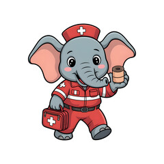 Elephant medic holding bandage