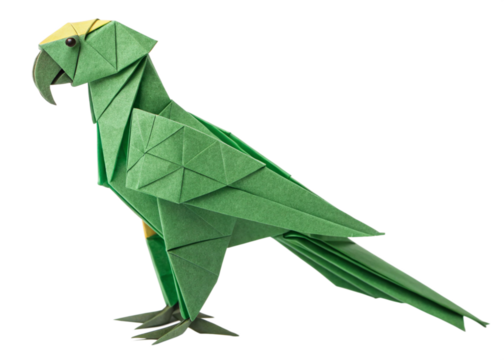 Origami parrot isolated on white background 2
