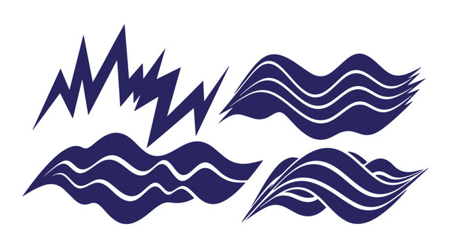 Abstract blue wave and jagged energy line patterns, dynamic fluid and sharp geometric graphic elements