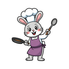 Cartoon rabbit chef with food