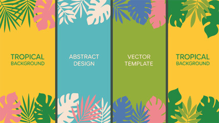 Tropical Leaves and Abstract Design Vertical Banners