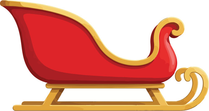 Festive Sleigh: A vibrant red and gold sleigh, evoking the spirit of the holiday season, is ready to whisk away, full of joy and excitement.
