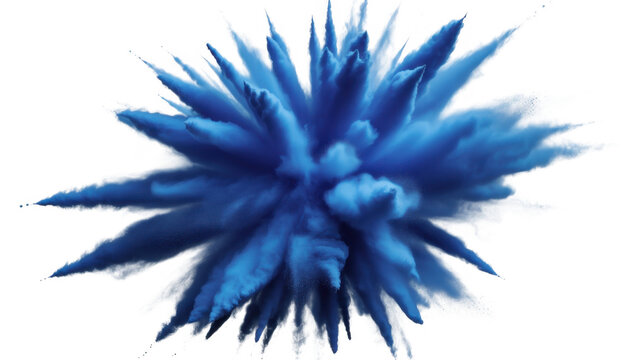 Blue powder explosion burst isolated on a transparent background - Powered by Adobe