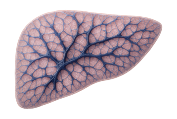 Liver tissue sample featuring a reticular fiber network in the stroma.