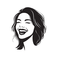 A girl laughing.  Vector illustration.
