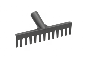 Black plastic rake head gardening tool design