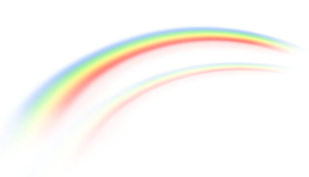 double rainbow transparent overlay, colorful curved spectrum arcs for sky backgrounds and dreamy photo design