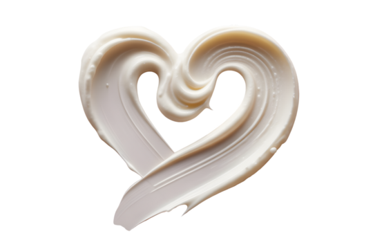 Creamy white heart shape stroke isolated on transparent background