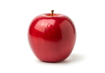 Single shiny red apple isolated on white background for healthy eating