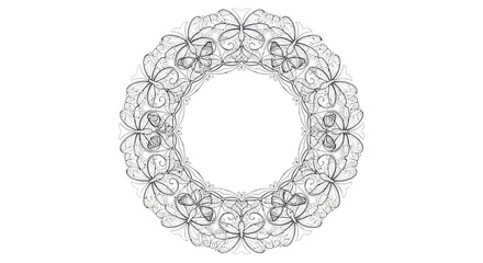 Intricate Floral Mandala Design with Circular Symmetry and Delicate Line Work.