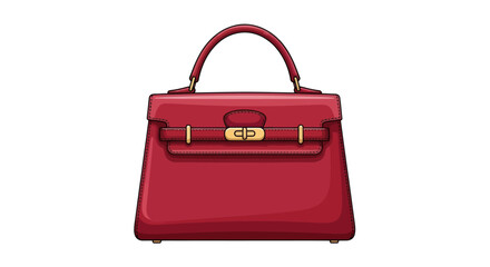 Elegant Red Leather Handbag with Gold Hardware and Top Handle.