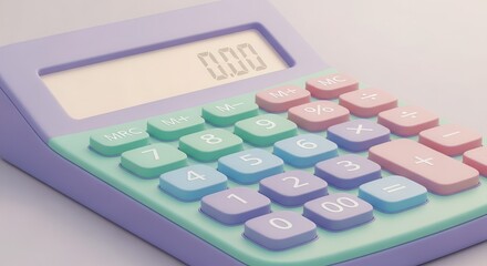 Pastel colored portable digital computation device displays zero reading