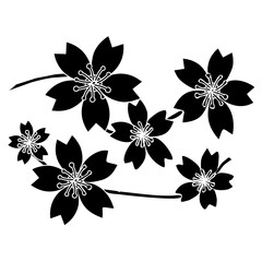 Obraz premium Abstract black and white floral pattern vector illustration design with seamless vintage silhouette flowers and leaves for textile texture wallpaper art