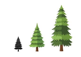 Fototapeta premium Pine Trees Illustration A Set of Evergreen Conifers for Design and Nature-Themed Projects