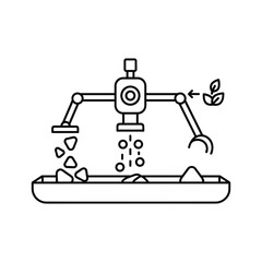 Smart agriculture robot icon for modern farming technology