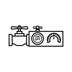Industrial valve with onoff switch and pressure gauge, isolated on