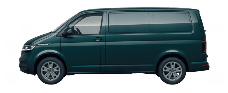 Dark Teal Panel Van Side View isolated on a transparent background