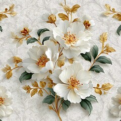 Elegant white floral design with golden leaves high resolution picture
