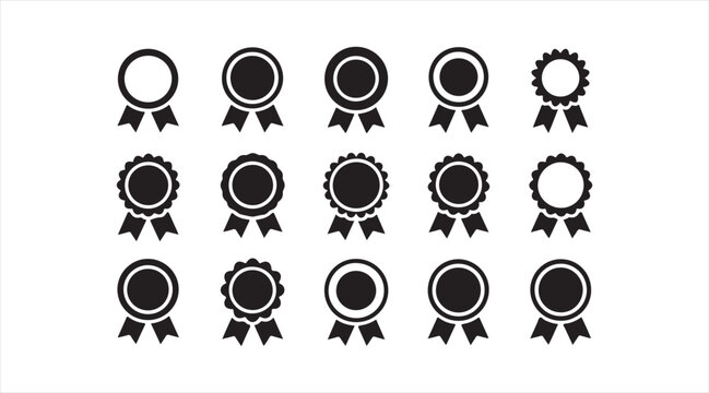 Silhouette set of award seals ideal for success, quality, and decorative design themes