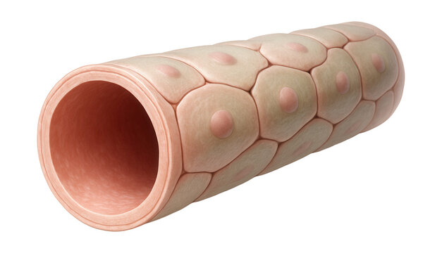 Capillary cross-section displaying a single layer of endothelial cells.