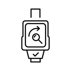 Smartwatch with search and refresh icon, isolated on