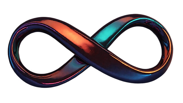 Dynamic Infinity Symbol 3D Render: Endless Loop with Neon, Metallic, and Holographic Gradients