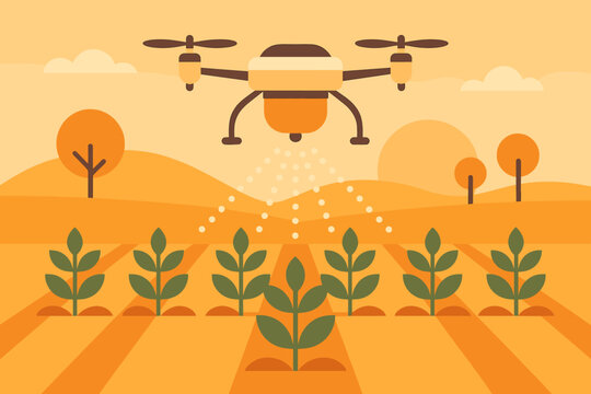 No any icon farming captions innovation modern illustration drone labels numbers vector