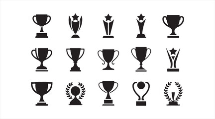 Black trophy and award illustrations perfect for competition branding and victory designs