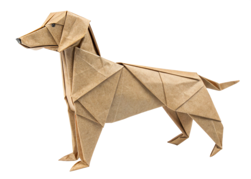 Origami dog isolated on white background 2