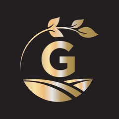 Initial Agriculture Logo combine with letter G vector template