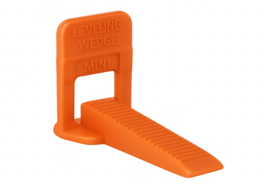 Orange plastic tile leveling wedge for flooring installation