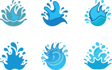 Fototapeta premium Water splashed icon set with multiple color options