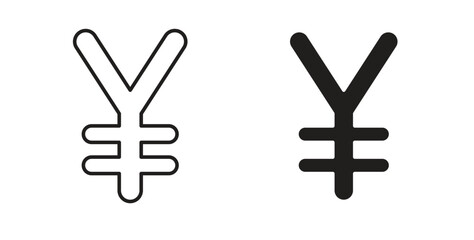 Obraz premium Yen icon flat vector illustration. Black Thin Line Icon Emblem Concept