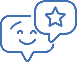 Customer feedback vector icon chat bubble with star and smile outline