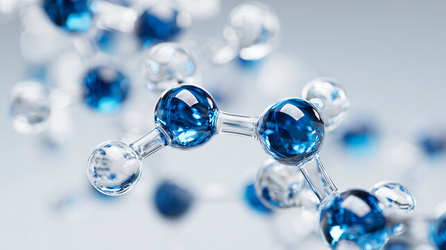 blue molecules on a white background - Powered by Adobe
