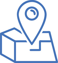 Location delivery pin vector icon map pin over package on white background