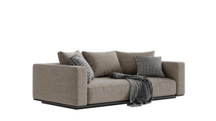Isolated modern couch on an isolated background. Furniture for advertising, presentations, and marketing materials.
