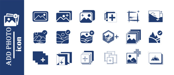 Add photo icon set vector illustration contains such icons as picture gallery and new image creation